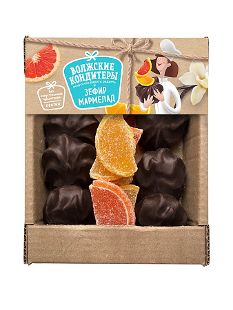 Микс "Зефир ванильный в шоколадной глазури и мармелад "Цитруосвые дольки"